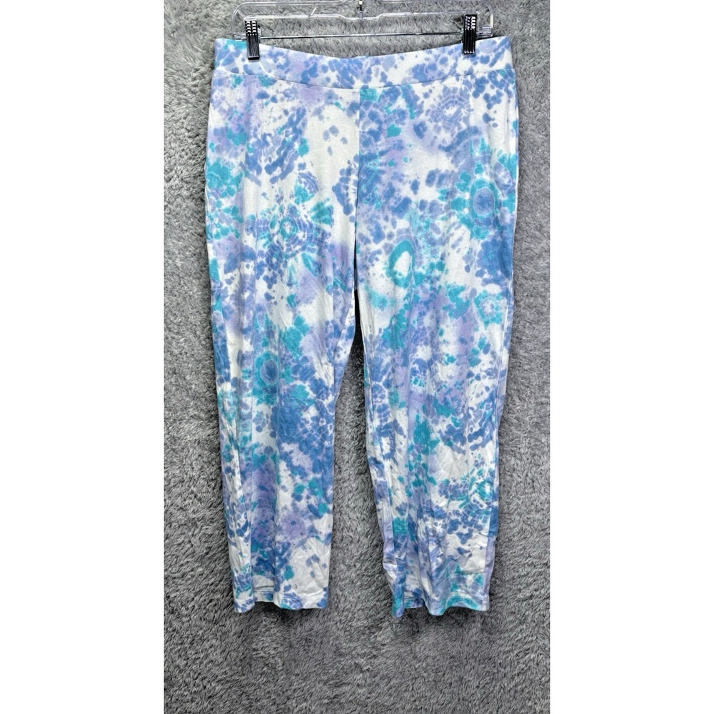 Victoria's Secret Womens M Tie Dye Capri Leggings Blue Cotton Y2K Lounge Pants